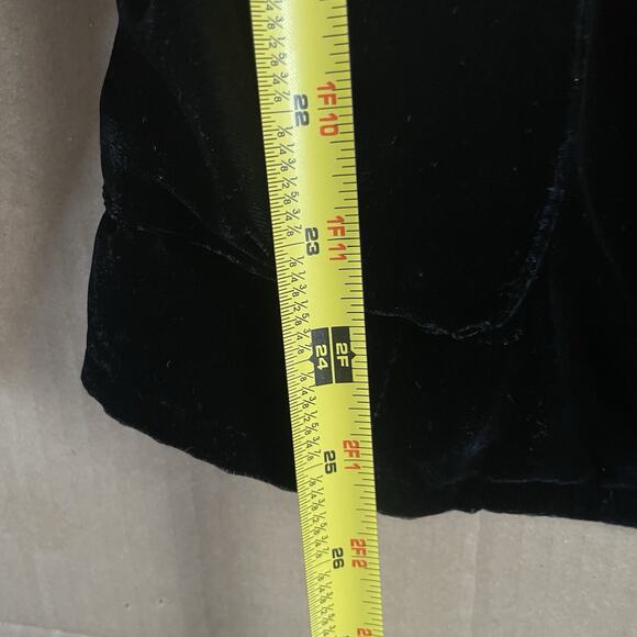 Vintage Women’s Jacket Y2K Black Velvet Full Zip Rhinestone Detail Belted Bling - Picture 10 of 11